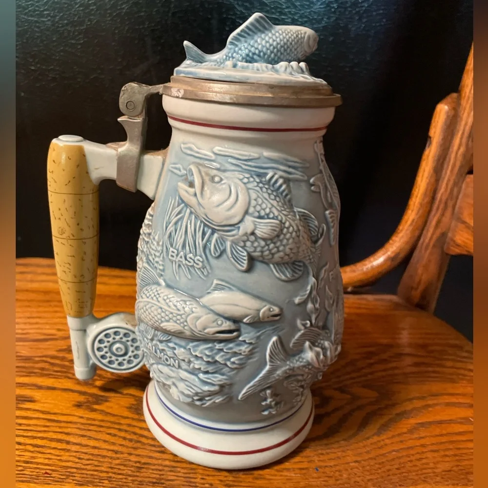 Avon Vintage Fresh Water Fishing Stein Handcrafted in Brazil, Numbered - Picture 1 of 6